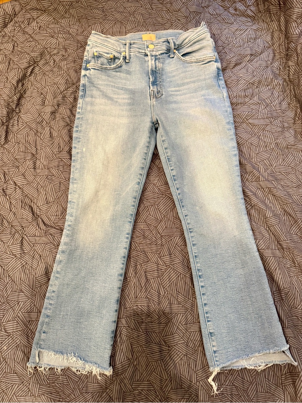 MOTHER The Insider Crop Step Fray Jeans Size 28 Limited Edition Light Wash